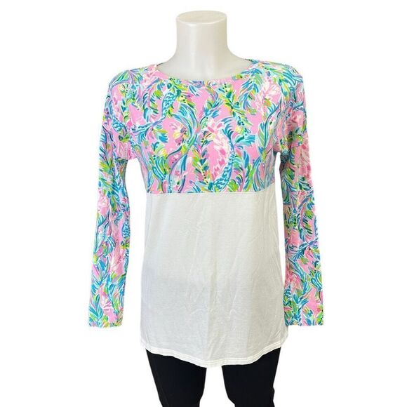 Lilly Pulitzer Finn Long Sleeve Top Cotton Multi Unicorn of the Sea Size XXS - Picture 3 of 9